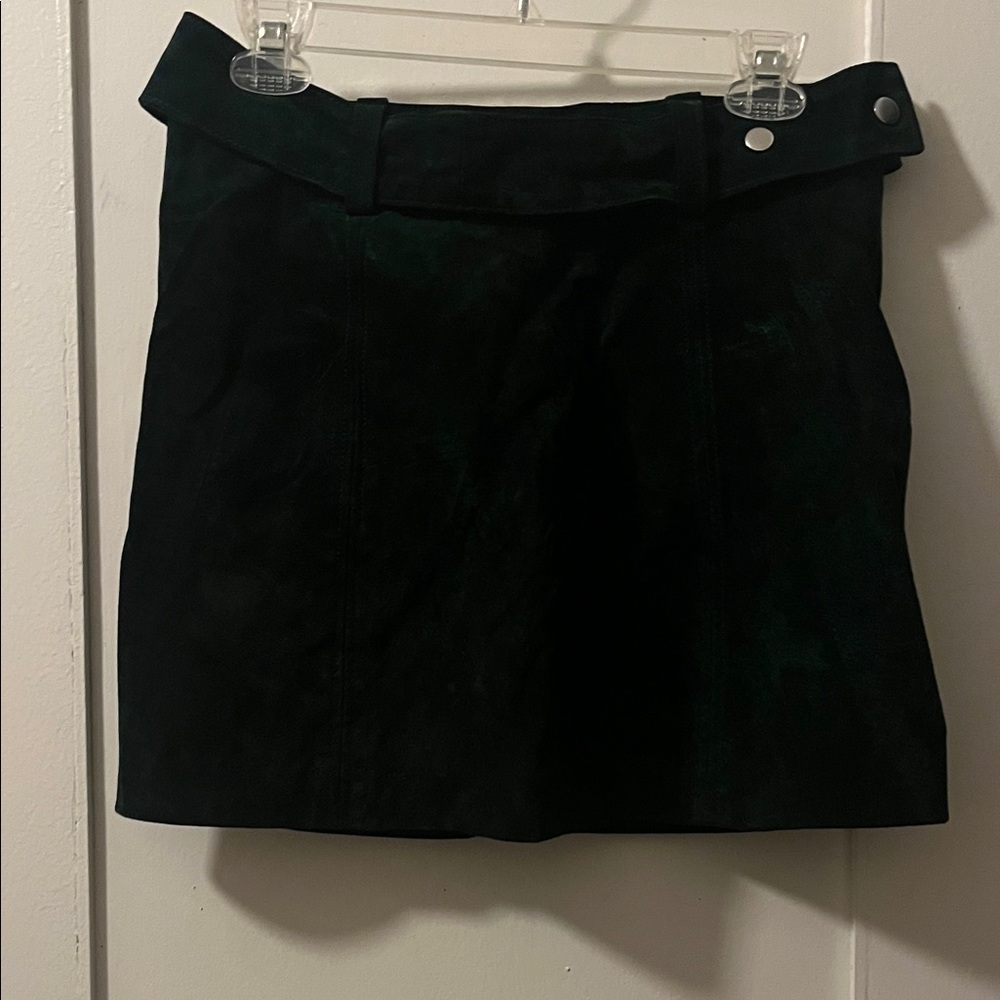 Zara Green Leather Mini Skirt